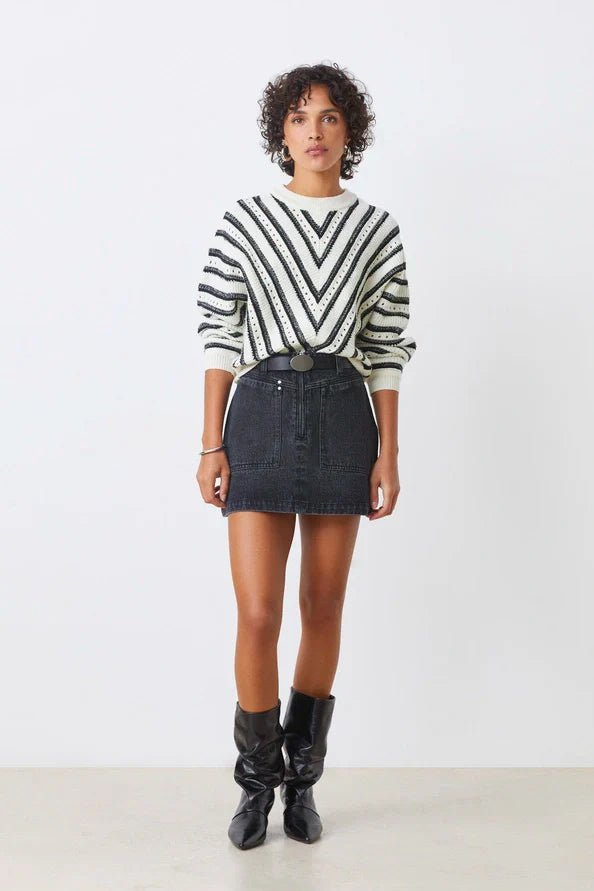 SUNCOO Pheana Striped Sweater - Capri by Sunset & Co.