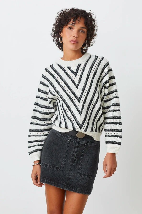 SUNCOO Pheana Striped Sweater - Capri by Sunset & Co.