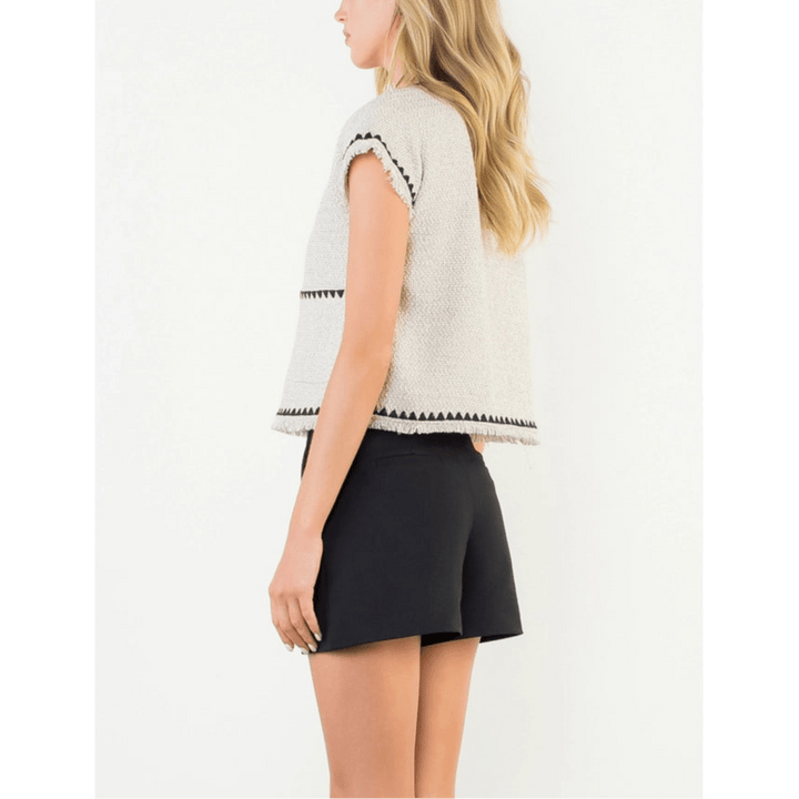 THML Sleeveless Tweed Top - Capri by Sunset & Co.