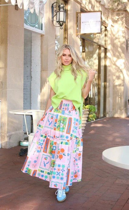 Karlie Smock Tier Maxi Skirt - Capri by Sunset & Co.