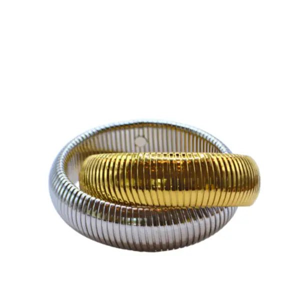 Accessory Concierge Two Tone Twisted Cobra Bracelet - Capri by Sunset & Co.