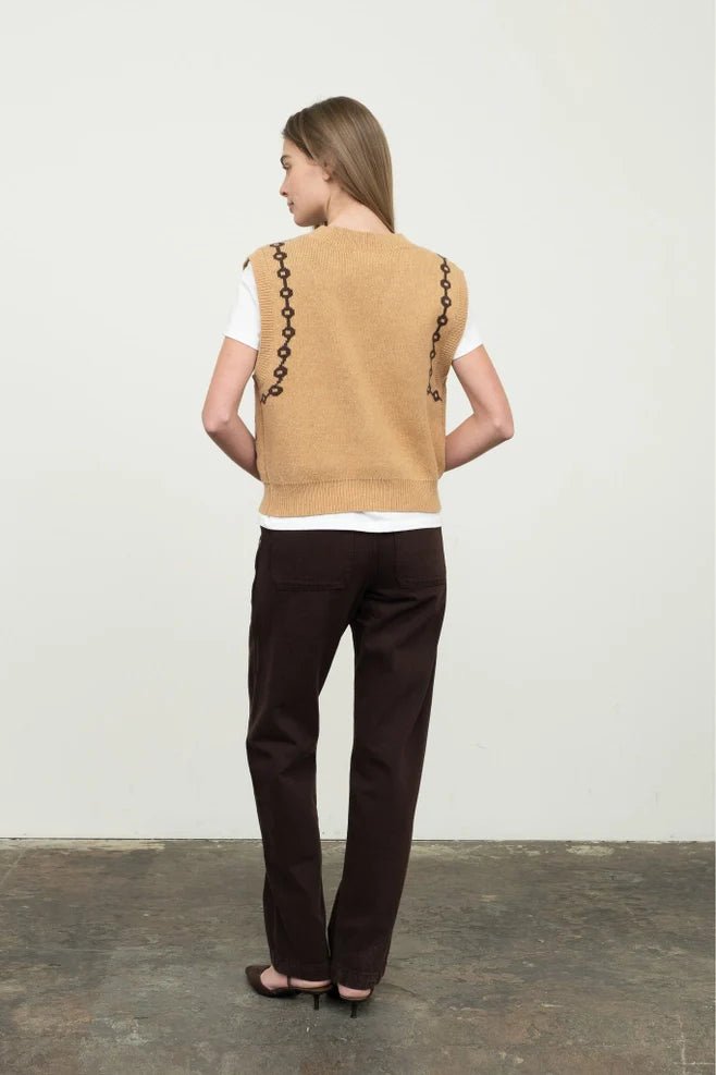 Moon River Jacquard Horse Knit Vest - Capri by Sunset & Co.