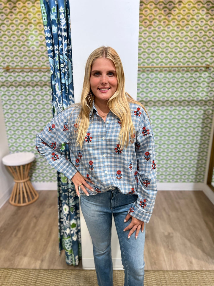 Spartina Aida Buttonfront Shirt - Capri by Sunset & Co.