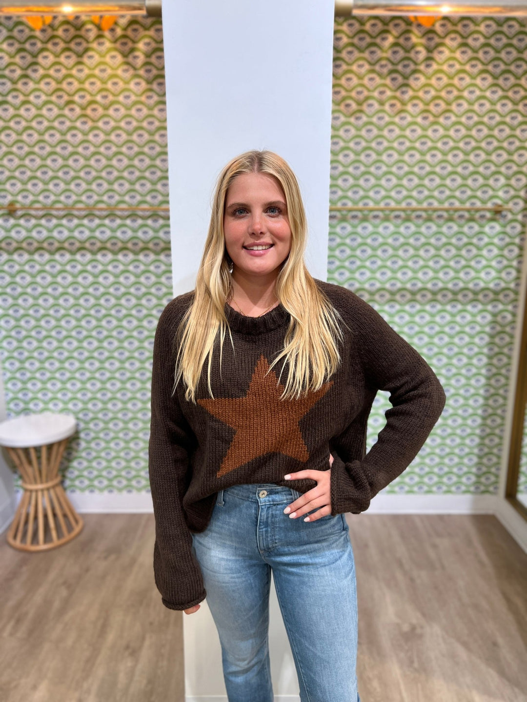 Wooden Ships Chunky Star Crew Sweater - Capri by Sunset & Co.