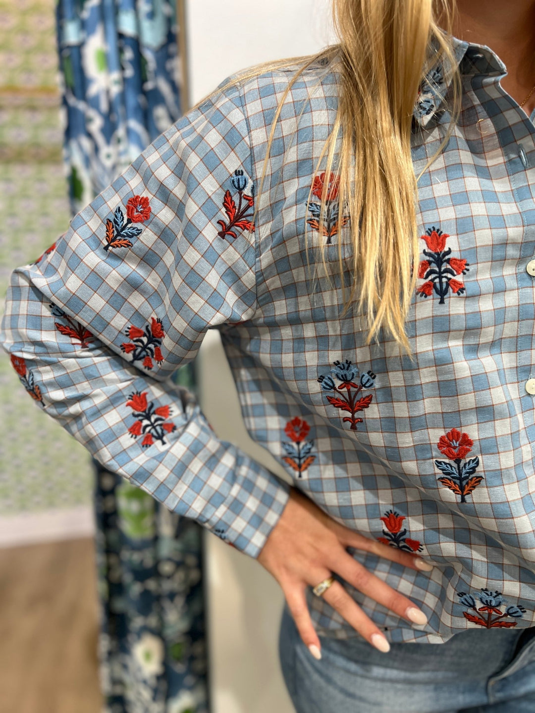 Spartina Aida Buttonfront Shirt - Capri by Sunset & Co.