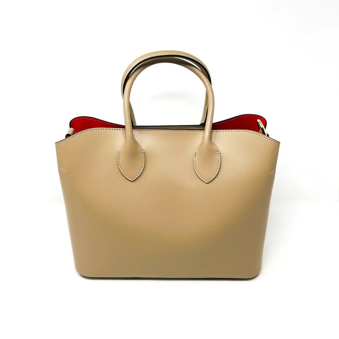 German Fuentes Leather Tote Bag - Taupe - Capri by Sunset & Co.