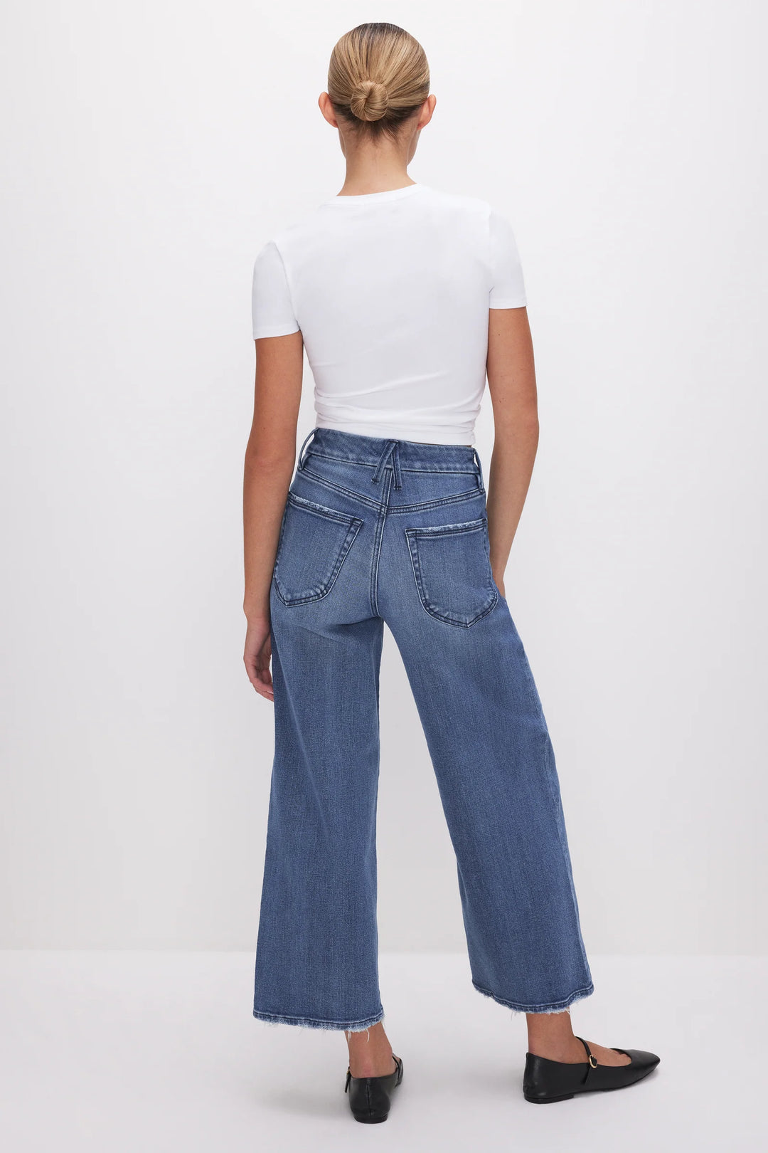 Good American Good Waist Cropped Palazzo Jeans - Capri by Sunset & Co.