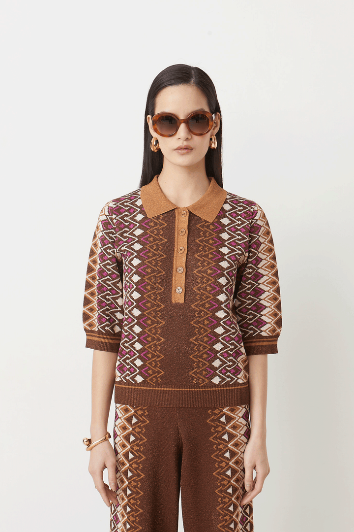 SUNCOO Palmer Polo Top - Capri by Sunset & Co.