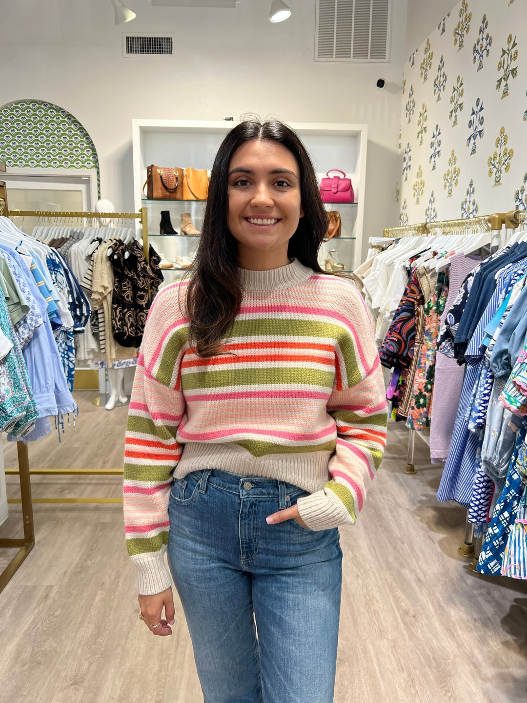 THML Striped Knit Sweater - Capri by Sunset & Co.