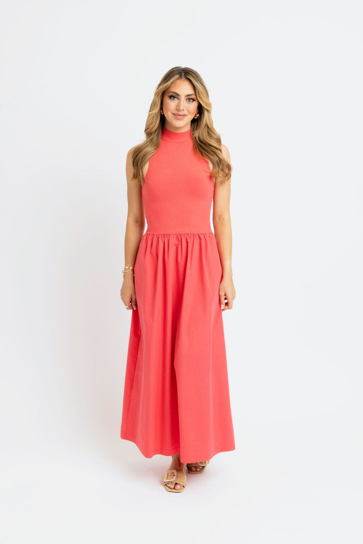 Karlie Solid Mock Maxi Dress - Capri by Sunset & Co.