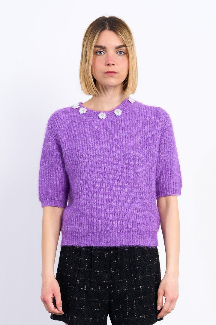 Molly Bracken Short Sleeve Knit Sweater - Capri by Sunset & Co.