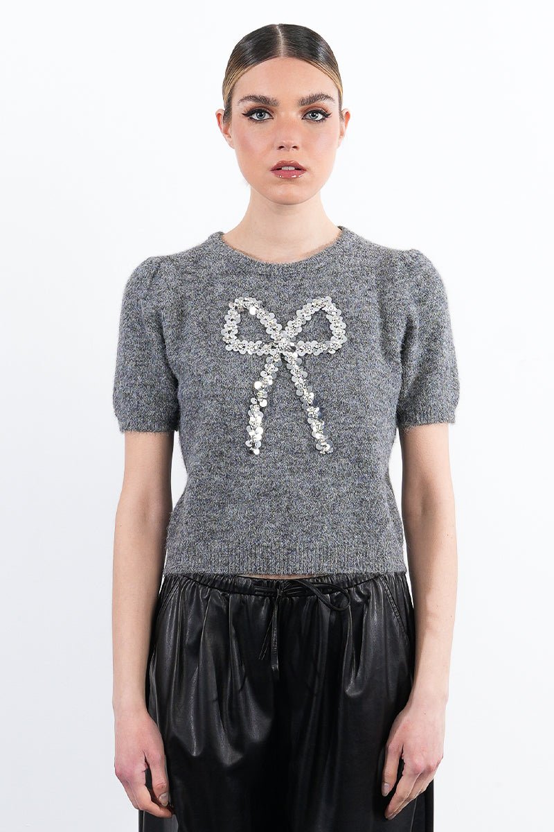 Molly Bracken Sequin Bow Sweater - Capri by Sunset & Co.