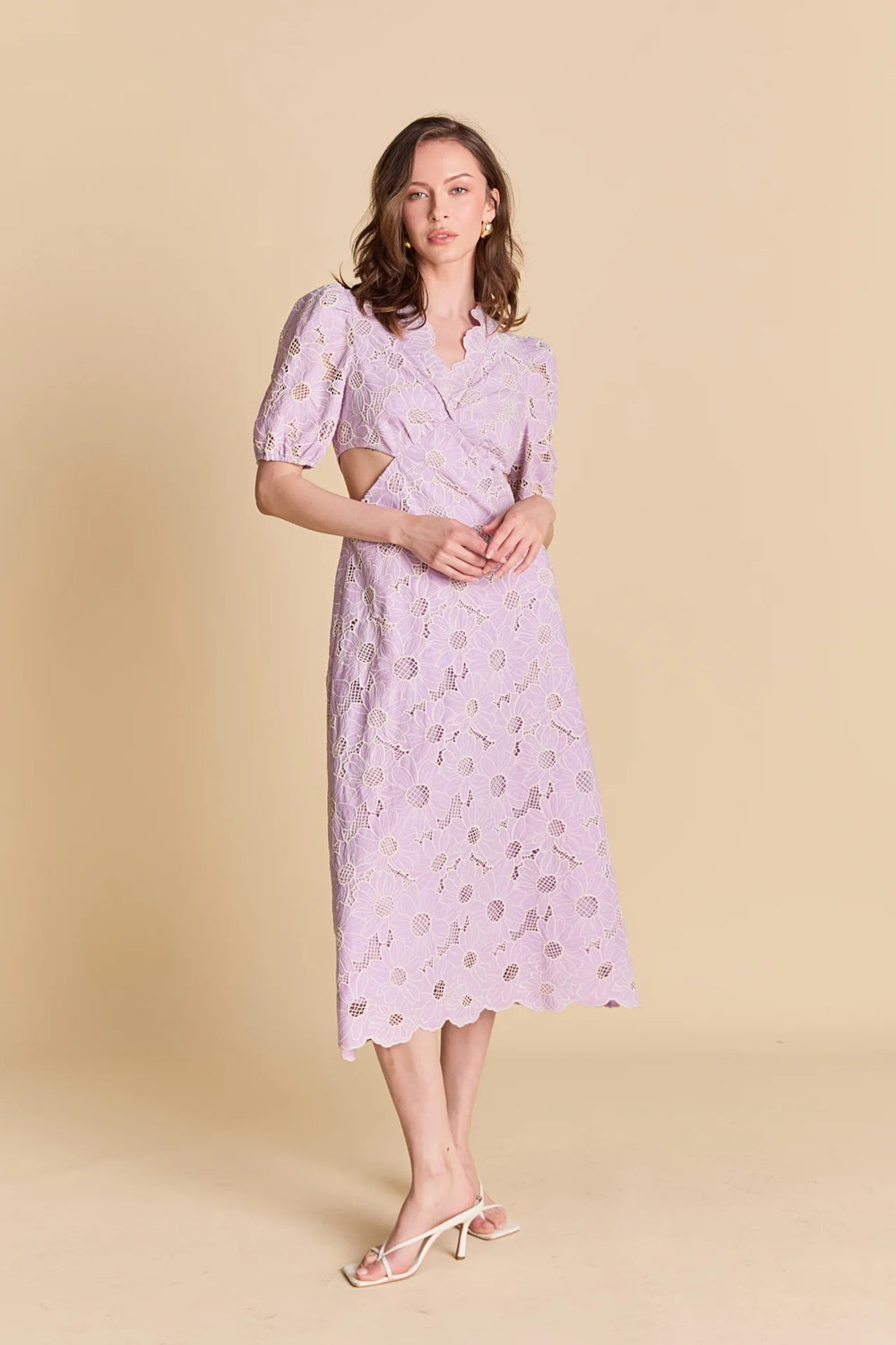 English Factory Lilac Bloom Cutout Dress - Capri by Sunset & Co.