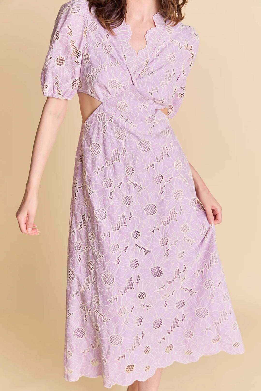 English Factory Lilac Bloom Cutout Dress - Capri by Sunset & Co.