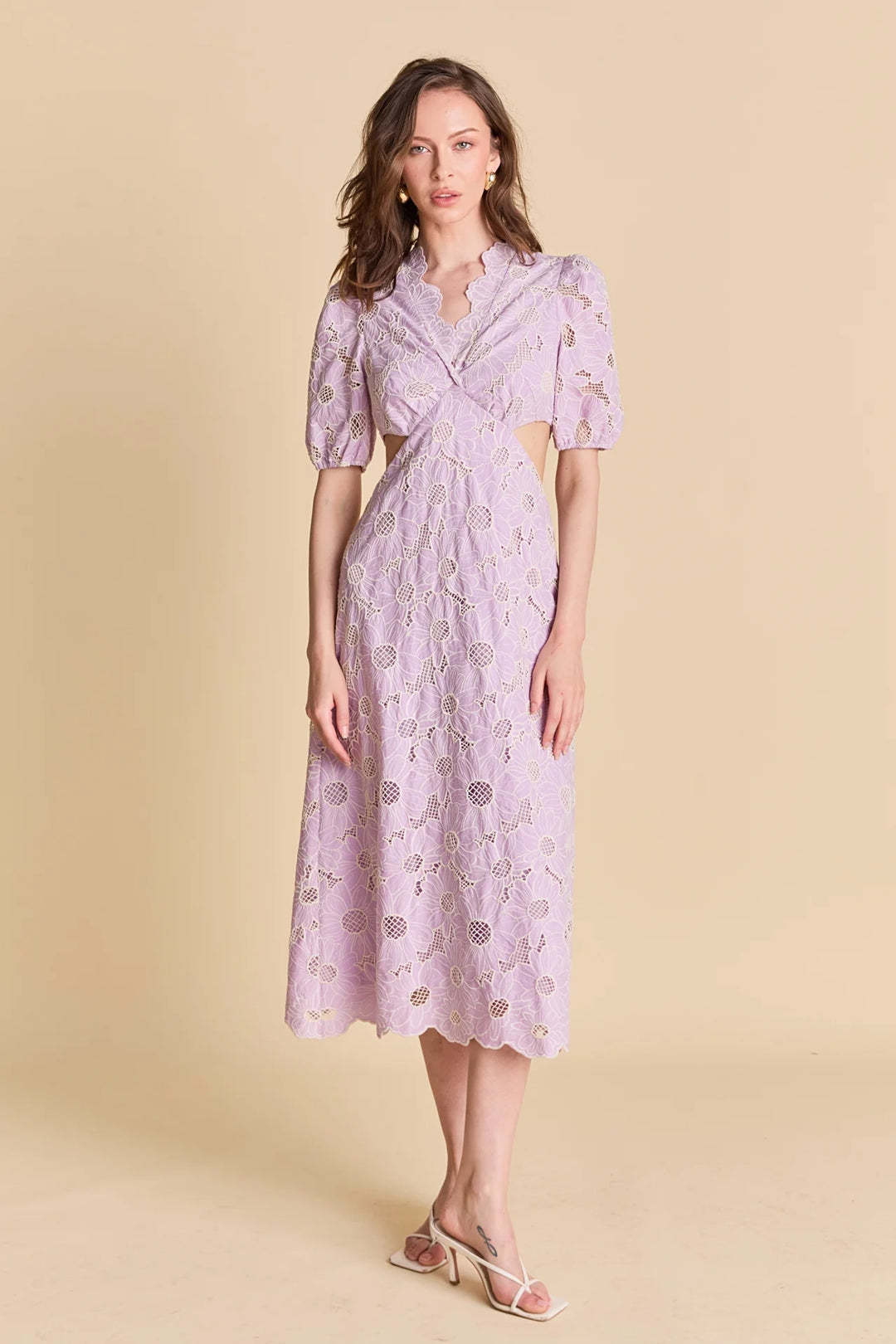 English Factory Lilac Bloom Cutout Dress - Capri by Sunset & Co.