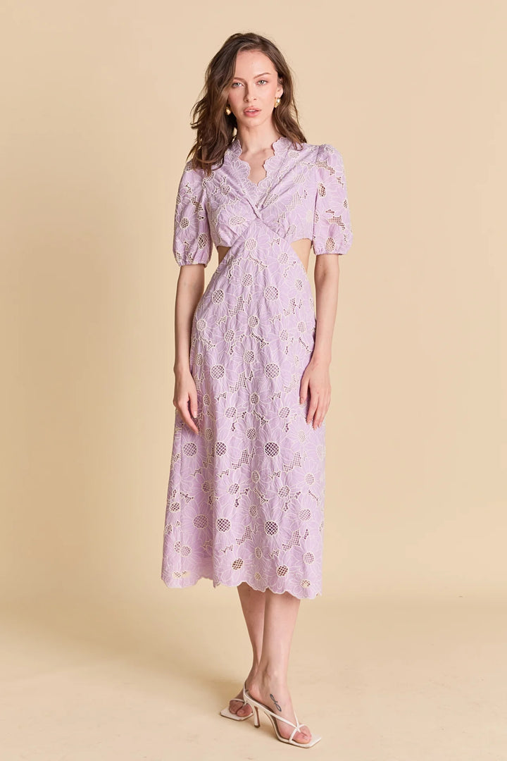 English Factory Lilac Bloom Cutout Dress - Capri by Sunset & Co.