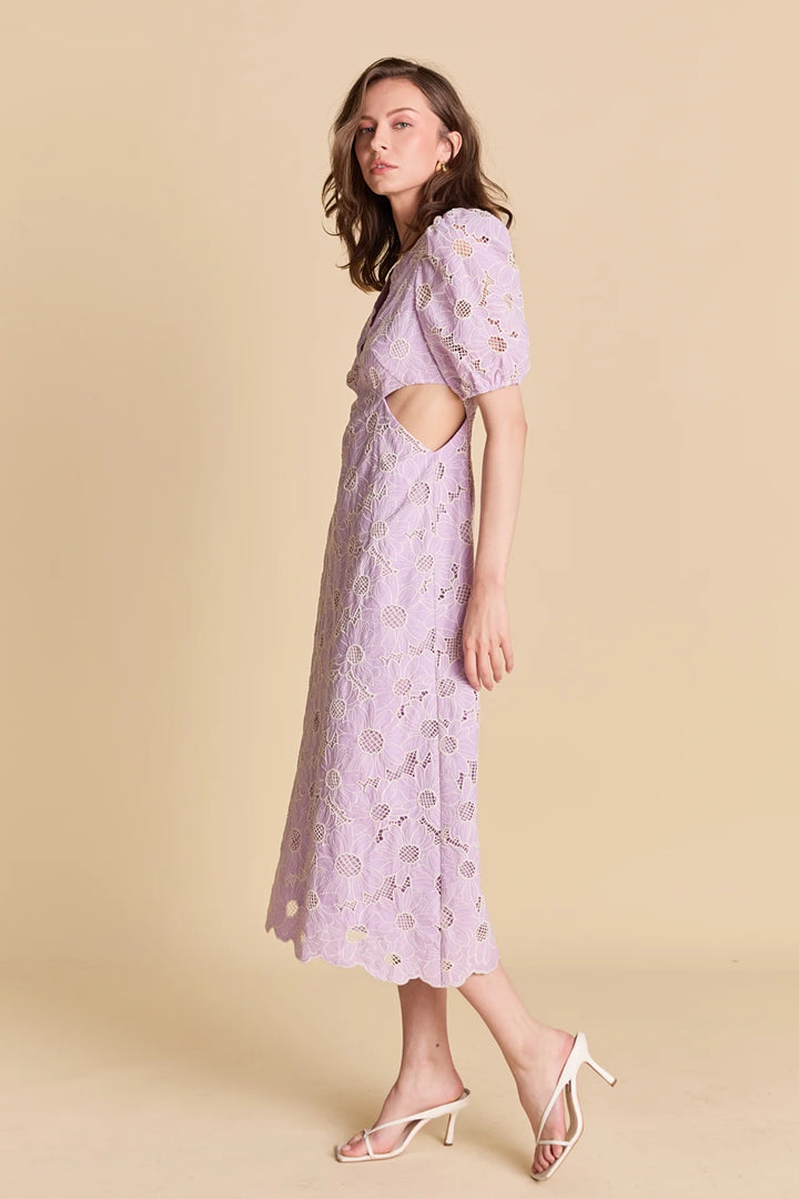 English Factory Lilac Bloom Cutout Dress - Capri by Sunset & Co.