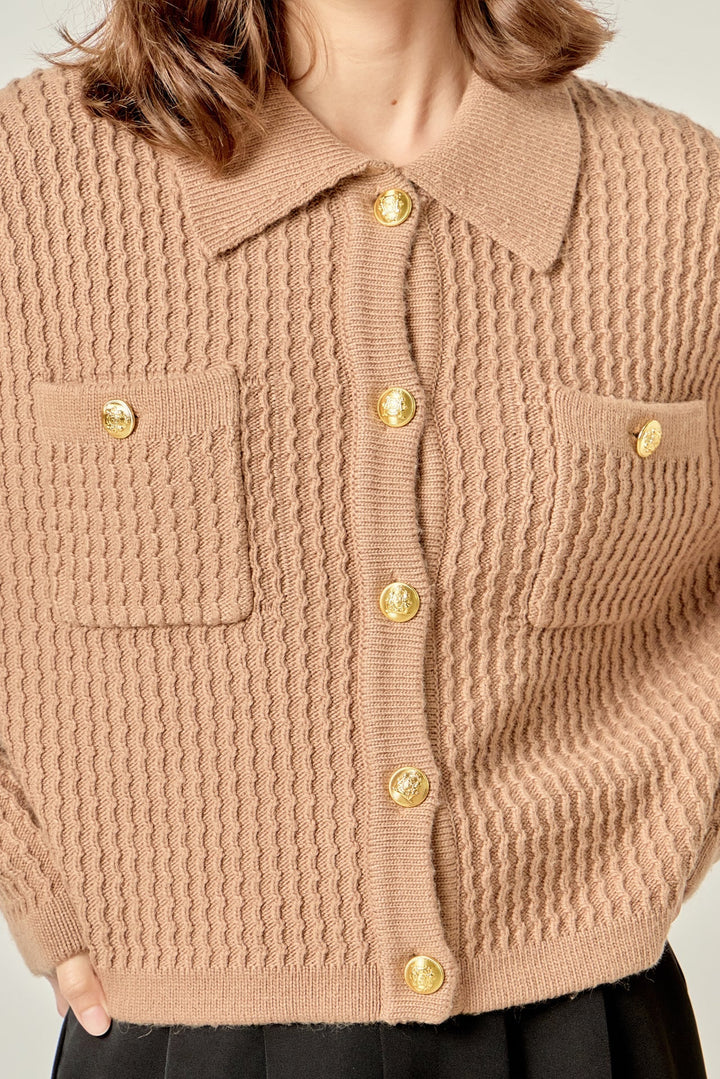 English Factory Textured Knit Lady Jacket - Capri by Sunset & Co.