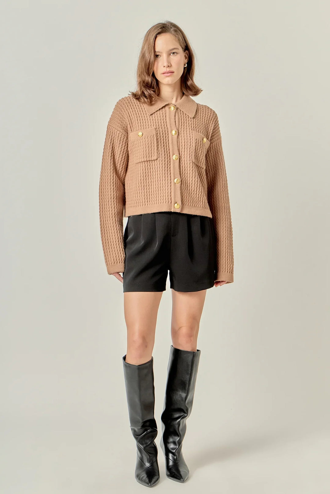 English Factory Textured Knit Lady Jacket - Capri by Sunset & Co.