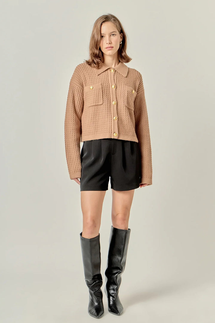 English Factory Textured Knit Lady Jacket - Capri by Sunset & Co.