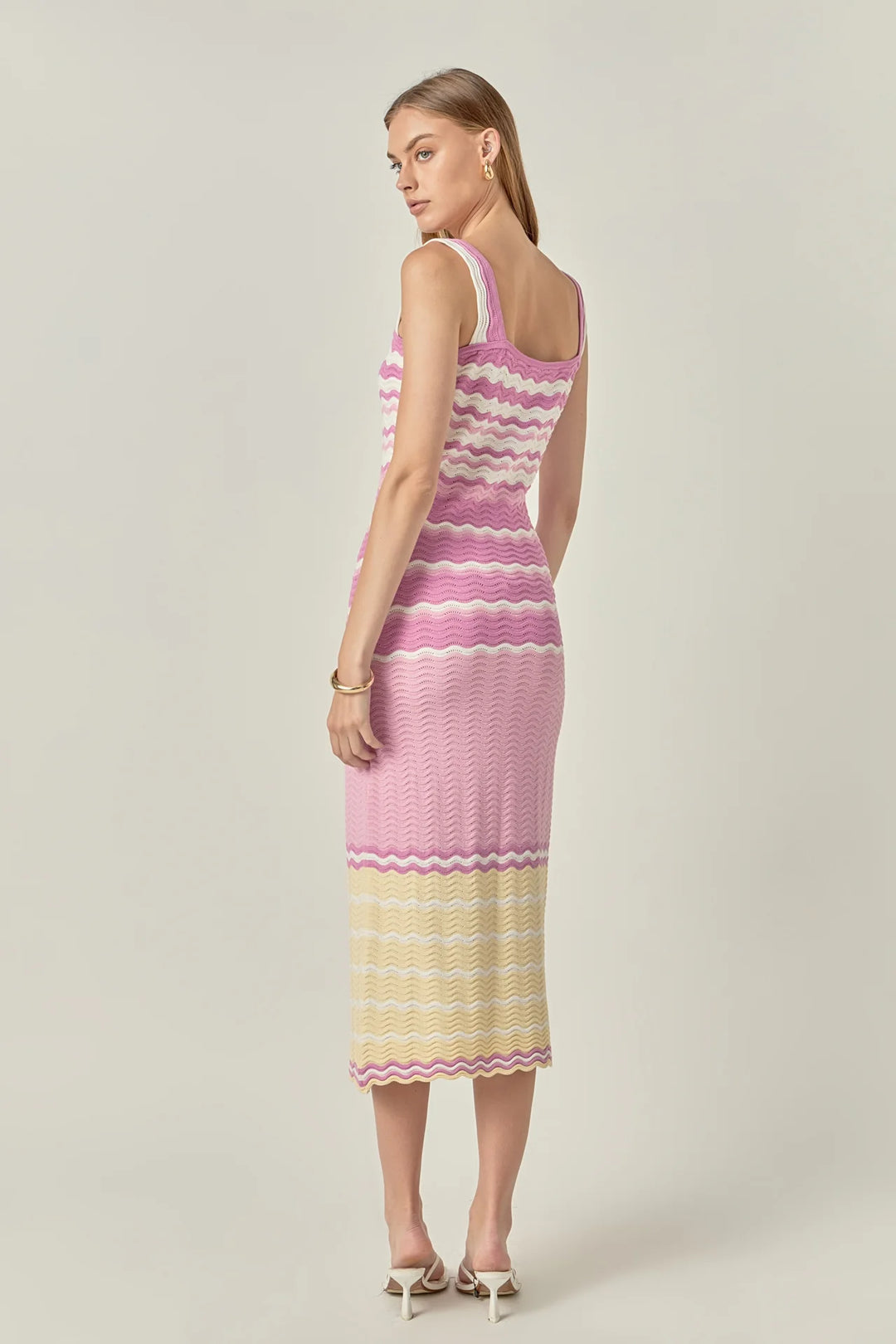 English Factory Pastel Waves Crochet Midi Dress - Capri by Sunset & Co.