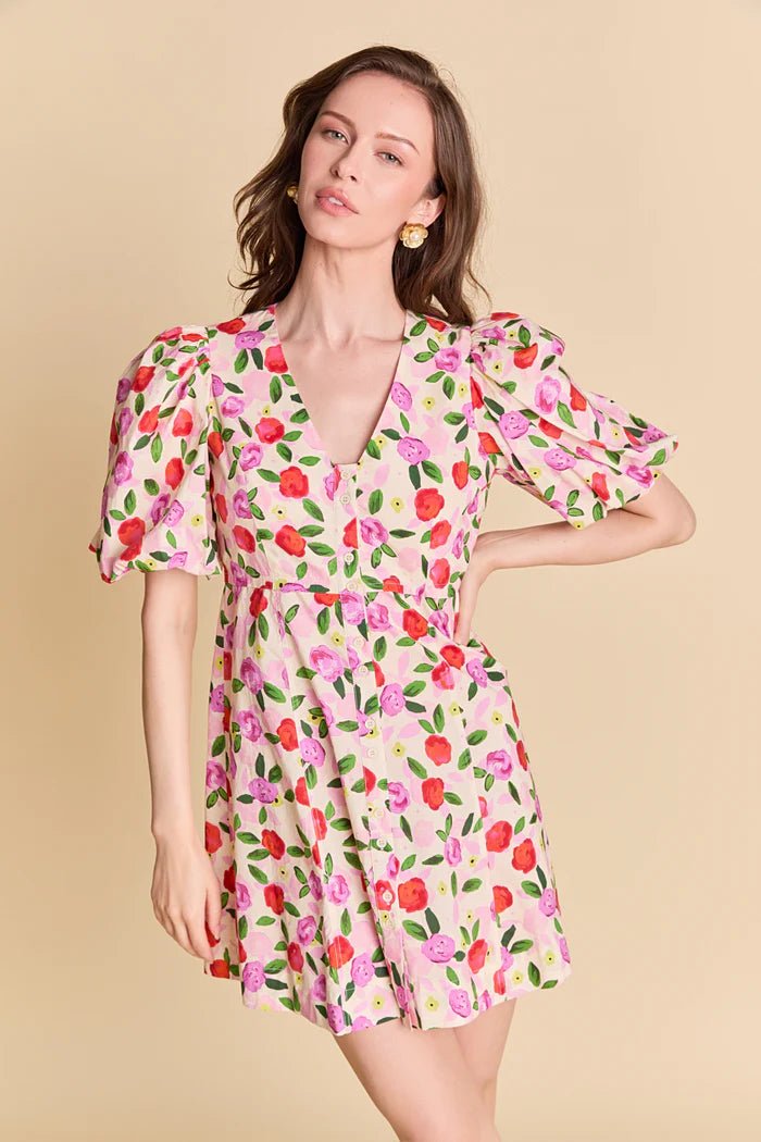 La'Ven Floral Print Mini Dress - Capri by Sunset & Co.