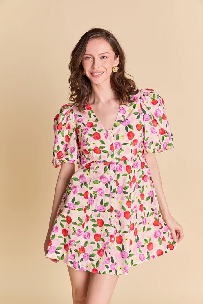 La'Ven Floral Print Mini Dress - Capri by Sunset & Co.