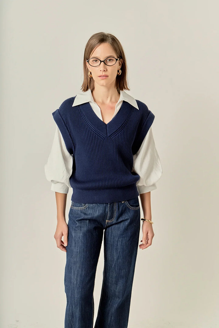 English Factory Mixed Media Top - Capri by Sunset & Co.