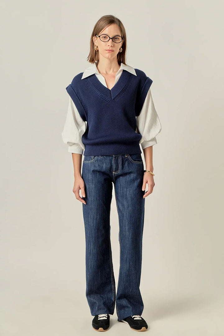 English Factory Mixed Media Top - Capri by Sunset & Co.