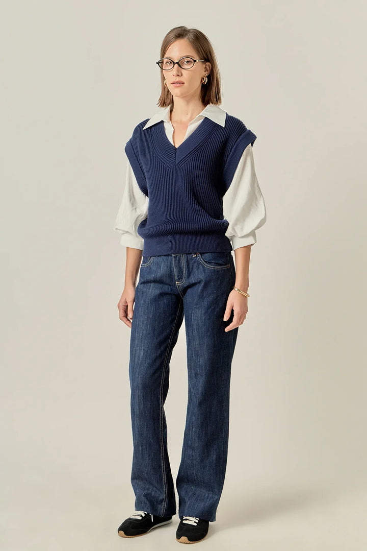 English Factory Mixed Media Top - Capri by Sunset & Co.