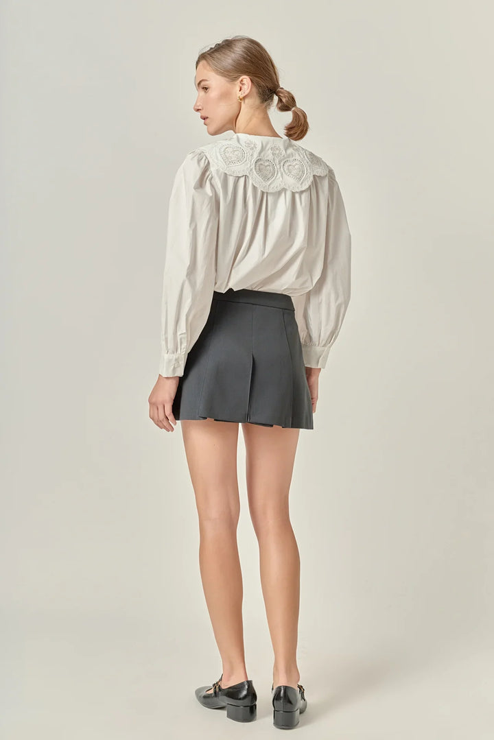 English Factory Scallop Embroidered Collar Blouse - Capri by Sunset & Co.