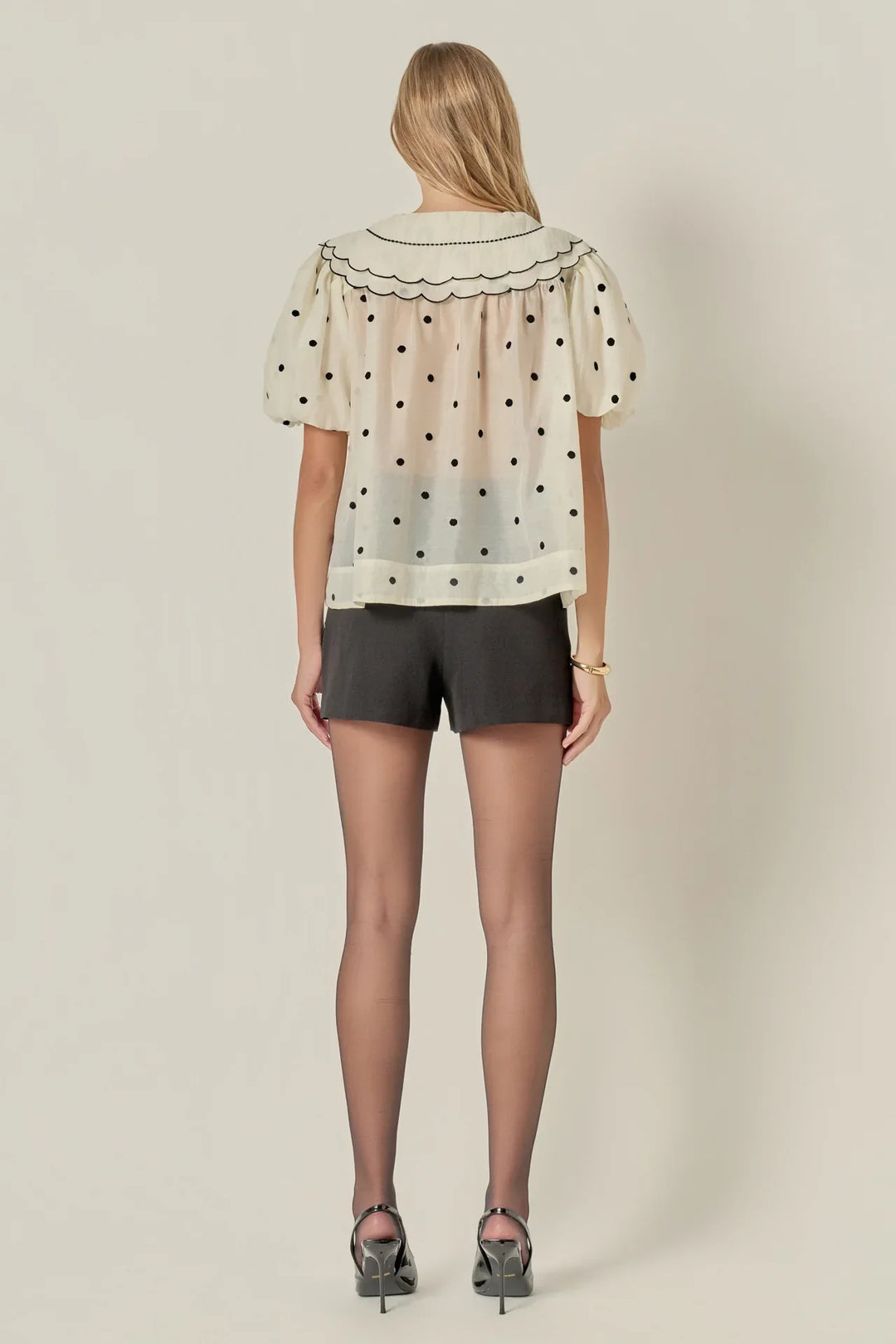 English Factory Scalloped Collar Blouse - Capri by Sunset & Co.