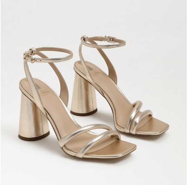 Sam Edelman Kia Block Heel Sandal - Gold Leaf Leather - Capri by Sunset & Co.