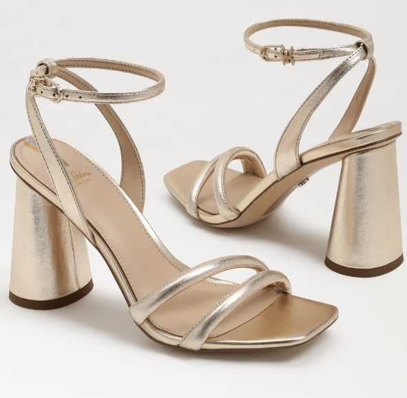 Sam Edelman Kia Block Heel Sandal - Gold Leaf Leather - Capri by Sunset & Co.
