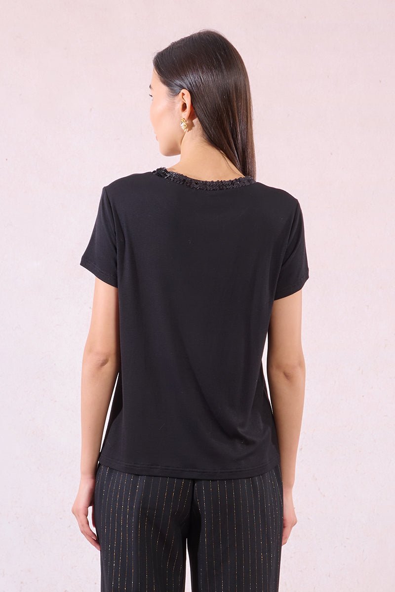 Molly Bracken Sequin Collar Tee - Capri by Sunset & Co.