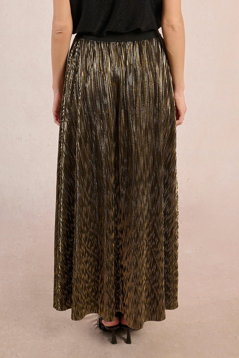 Molly Bracken Metallic Maxi Skirt - Capri by Sunset & Co.