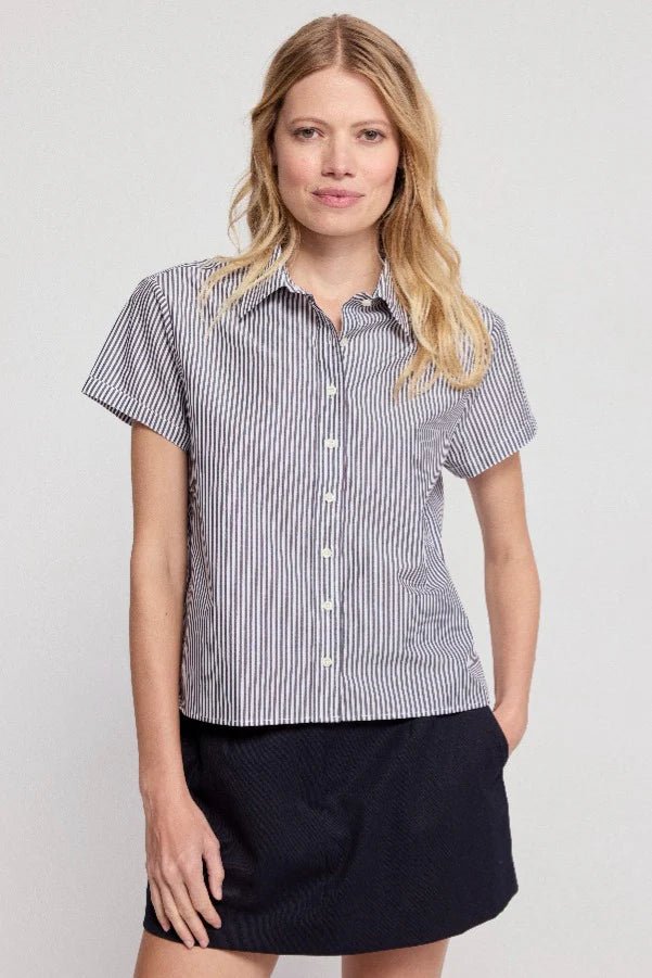The Shirt The Boxy Short Sleeve Cropped Shirt - Capri by Sunset & Co.