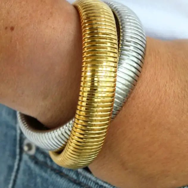 Accessory Concierge Two Tone Twisted Cobra Bracelet - Capri by Sunset & Co.