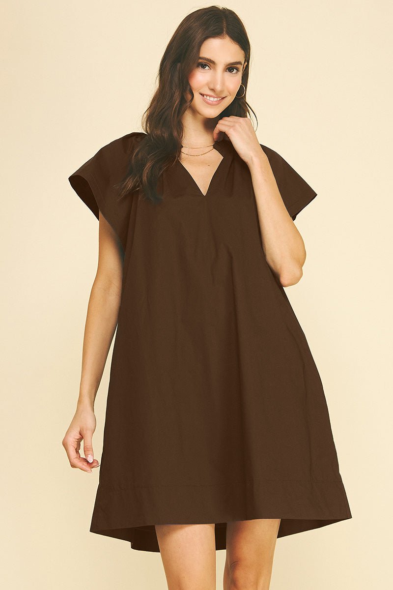 mini tunic dress for women Pinch Ruffled Dress, Brown / L White_Girl_Dress Done in a fresh Brilliant Summer New 2024 Trouser Inseam:W28 L32