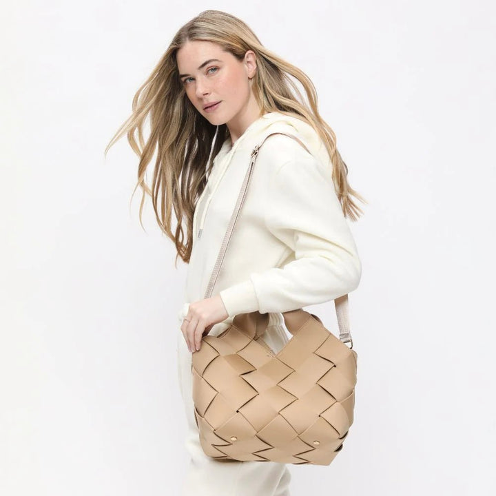 Sol and Selene Woven Neoprene Tote - Nude - Capri by Sunset & Co.