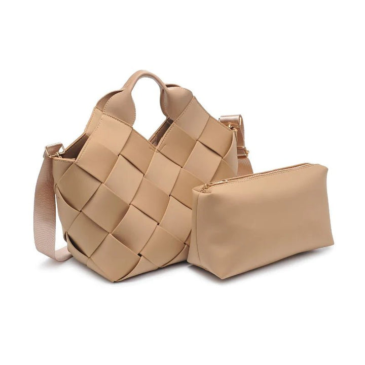 Sol and Selene Woven Neoprene Tote - Nude - Capri by Sunset & Co.