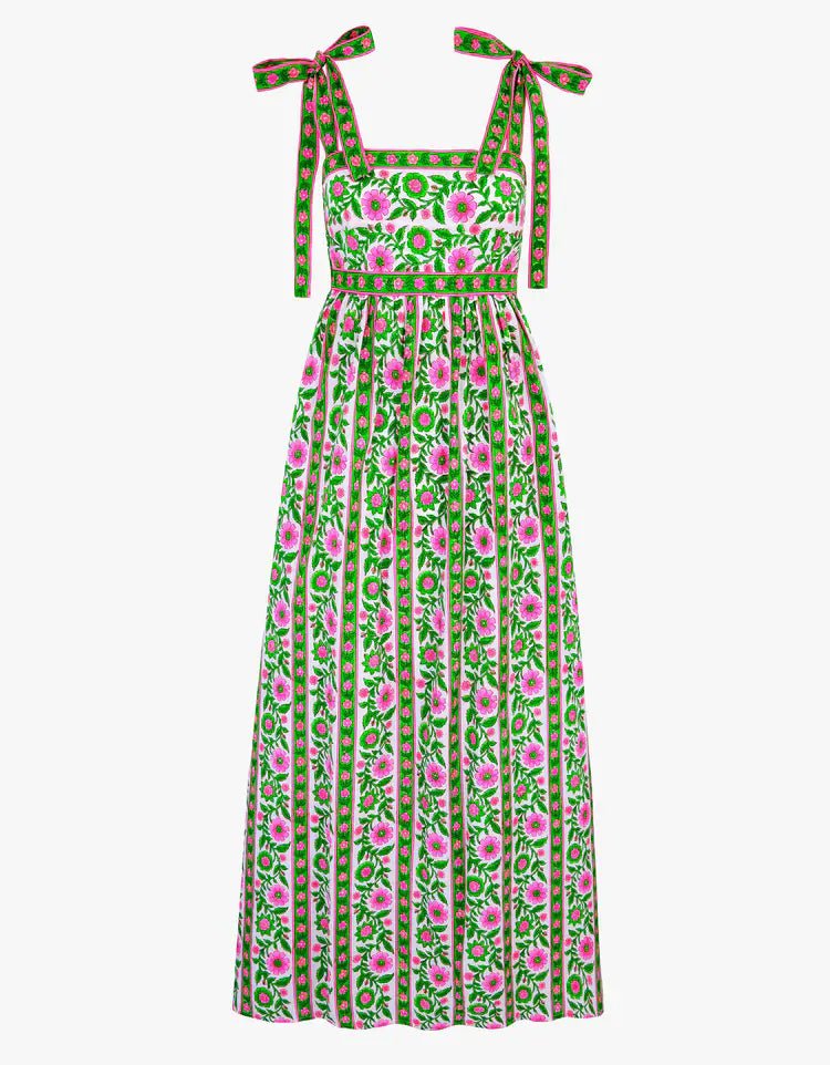 pink city prints green dress Lavender Orchard Nora Dress