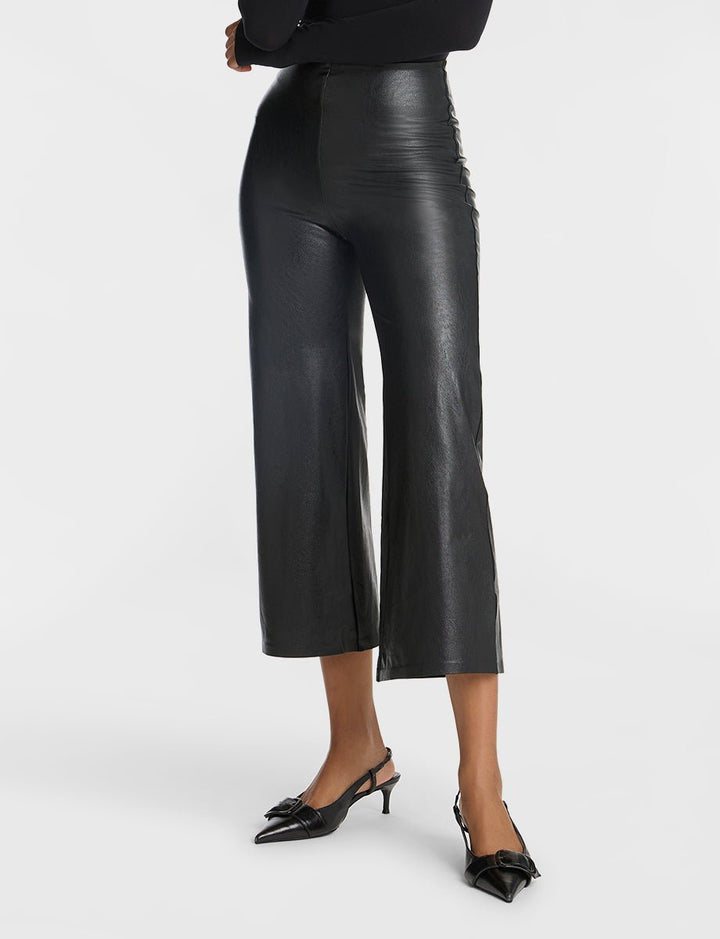 Commando Faux Leather Cropped Wide Leg Pant - Capri by Sunset & Co.