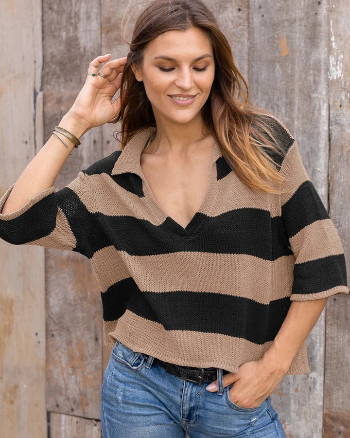 Wooden Ships Tasha Polo Half Sleeve Top - Capri by Sunset & Co.