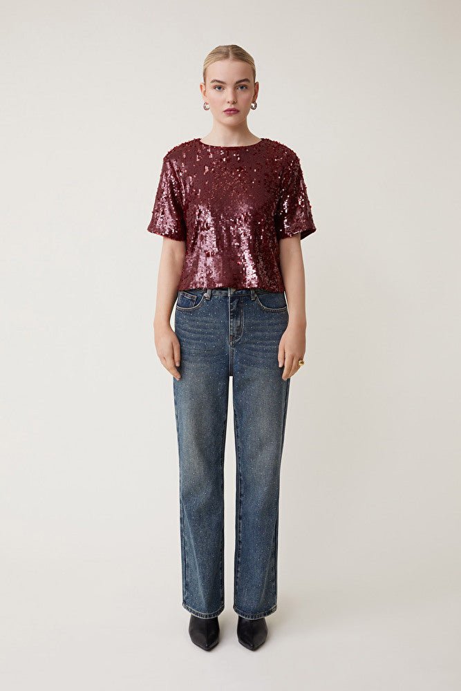 SUNCOO Louise Sequin Tee - Capri by Sunset & Co.