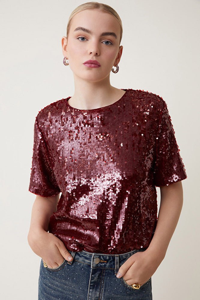 SUNCOO Louise Sequin Tee - Capri by Sunset & Co.