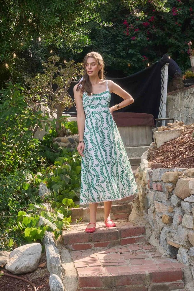 Moon River Embroidered Pattern Sleeveless Midi Dress - Capri by Sunset & Co.