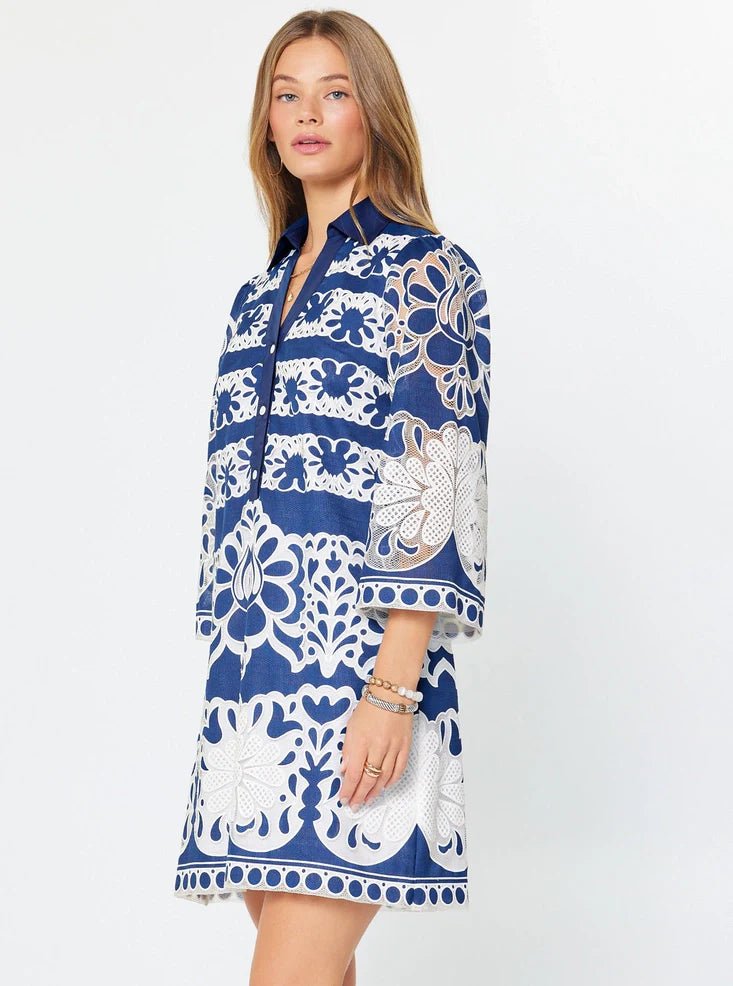 Current Air Lace Embroidered Mini Dress - Capri by Sunset & Co.