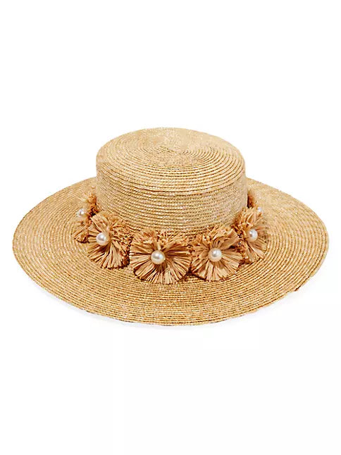 Confetti Embellished Straw Hat - Natural
