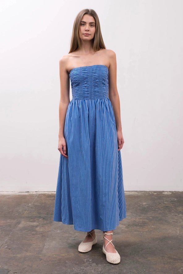 Moon River Strapless Midi Dress - Capri by Sunset & Co.